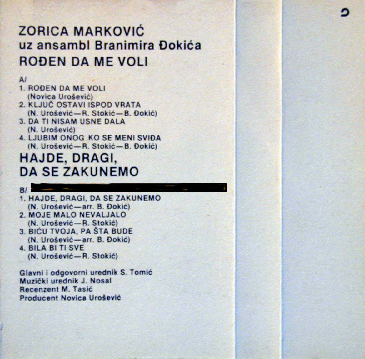 Zorica Markovic 1983 Zadnja