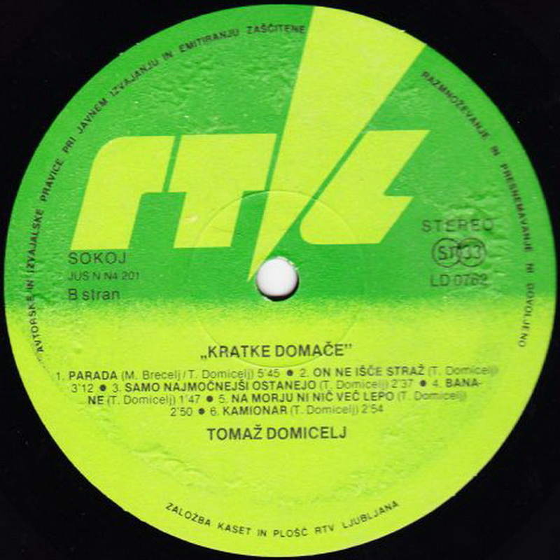 Tomaz Domicelj 1982 Kratke Domace vinil 2
