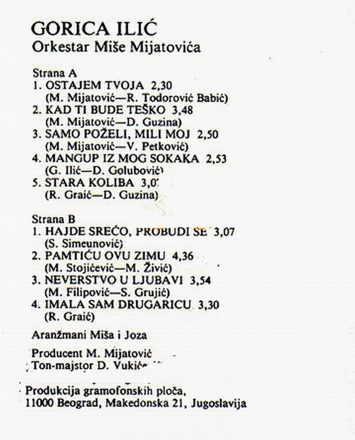 Gorica Ilic 1993 Ostajem tvoja zadnja
