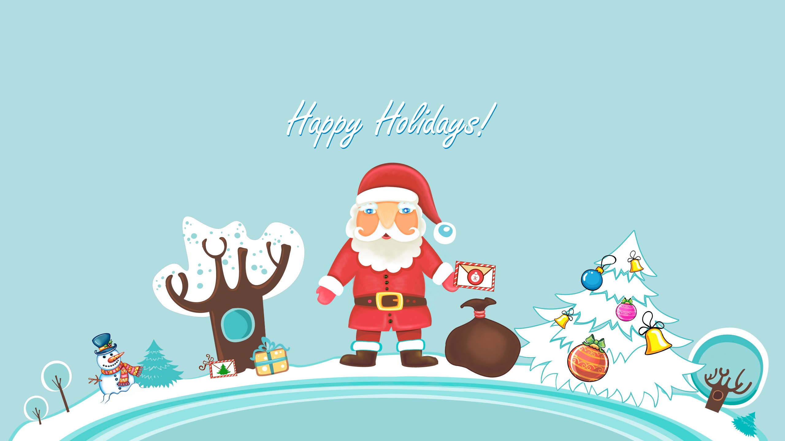 santa claus happy holidays 2560 x 1440