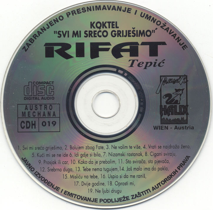 Rifat Tepic 1994 Svi mi sreco grijesimo CD